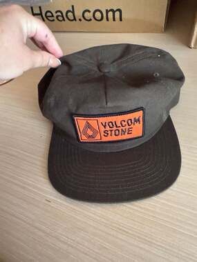 Volcom Stone Snapback Hat Brown with Orange Patch O/S